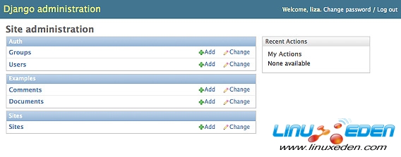 ���ж���ģ�͵� Django admin ��Ļ