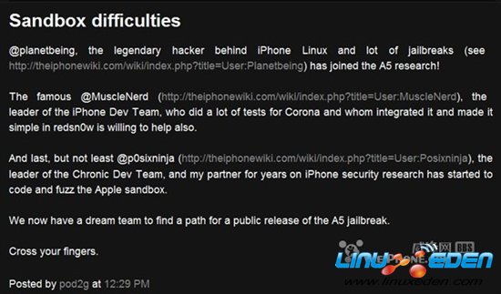 Pod2g宣布已组建A5完美越狱梦之队