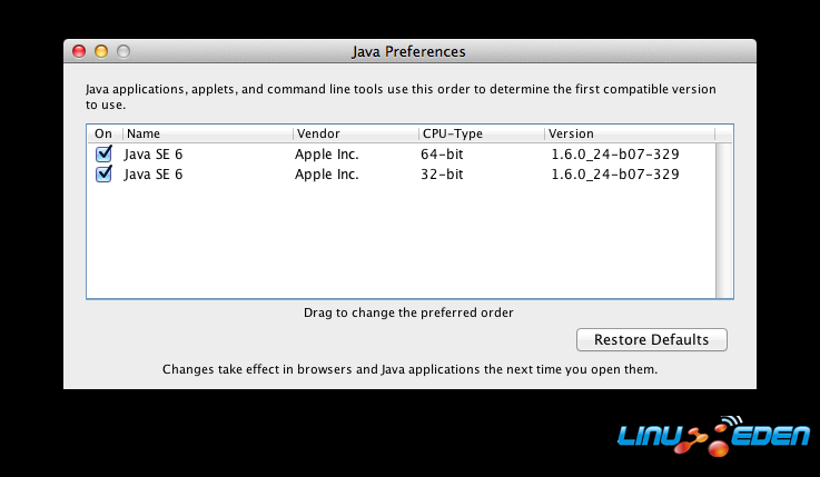 Mac OS X Lion Java