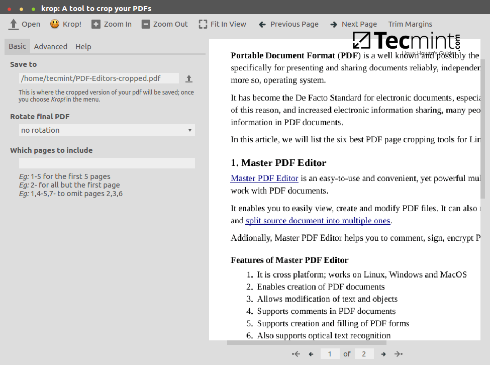 用于 Linux 系统的 6 款最佳 PDF 页面裁剪工具