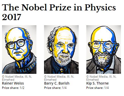 诺贝尔物理学奖揭晓 三位科学家因引力波获奖