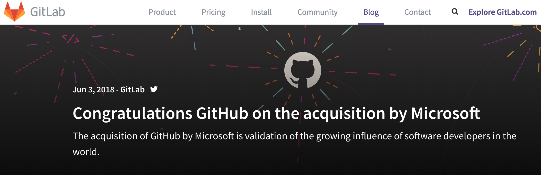 彭博社称微软已同意收购 GitHub ，GitLab 发文祝贺
