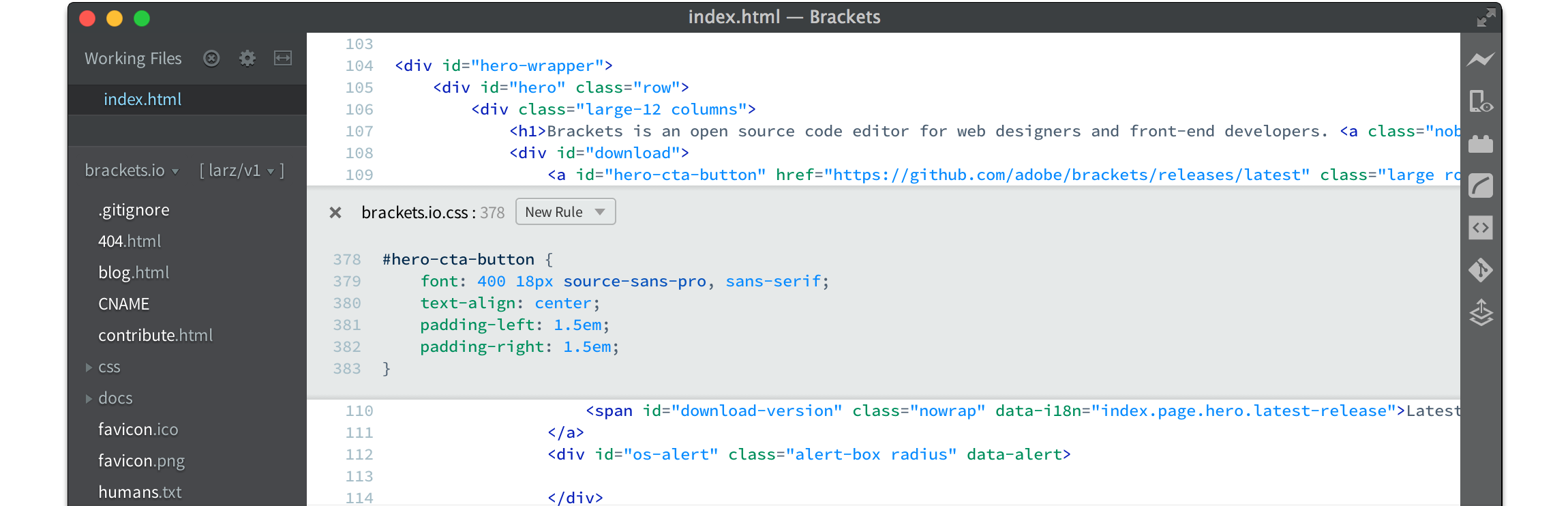 Brackets 1.13 版本正式发布，Adobe 网页开发工具