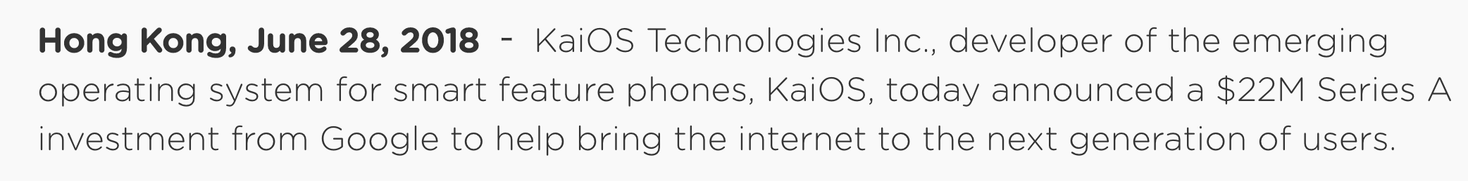 围剿 iOS ？Google 2200 万美元投资 KaiOS 并达成合作
