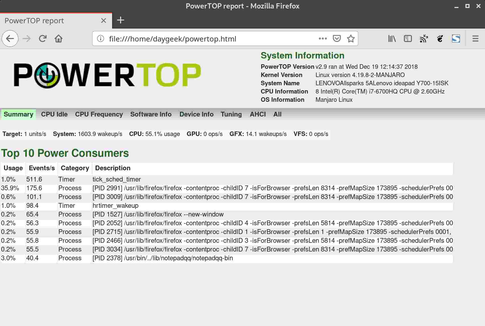 PowerTOP：在 Linux 上监视电量使用和改善笔记本电池寿命