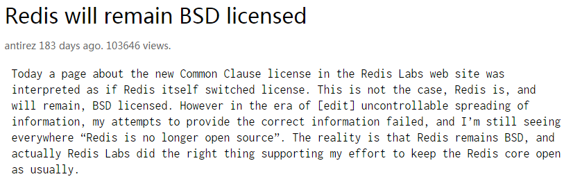 Redis Labs 再次更改开源许可证，但 Redis 本身不受影响