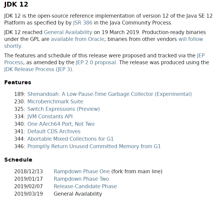 Java 12 / JDK 12 正式发布