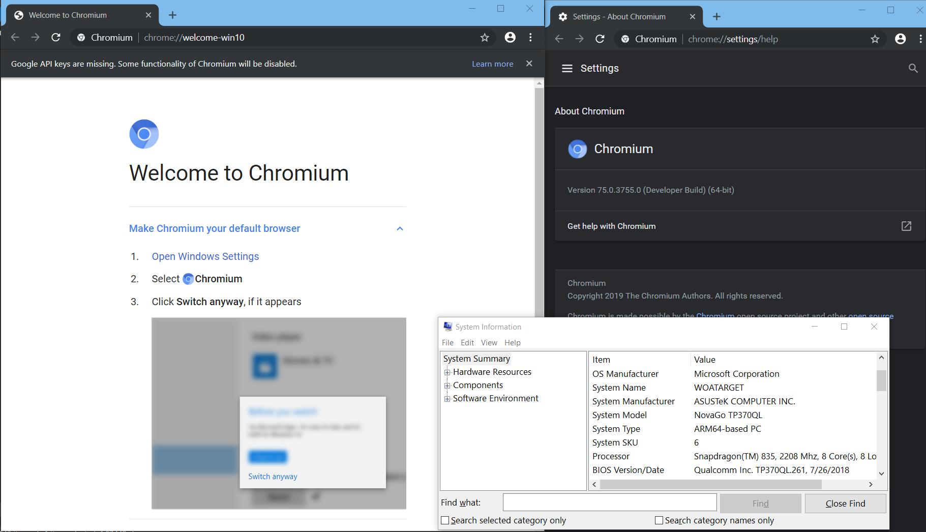 Windows ARM64 运行原生 Chromium，成功