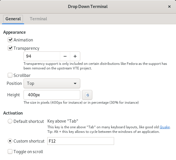 在 Fedora 下使用下拉式终端更快输入命令