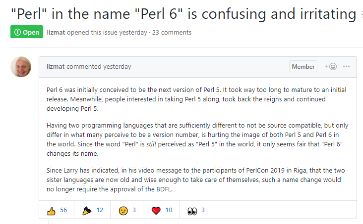如果 perl6 重新命名，叫 Camlia 可好？