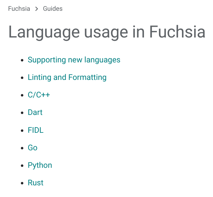 Fuchsia 编程语言策略：前端用 Dart，Go 要退出