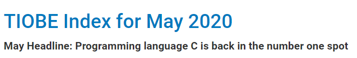 TIOBE 5 月榜单：时隔五年，C 语言重返第一