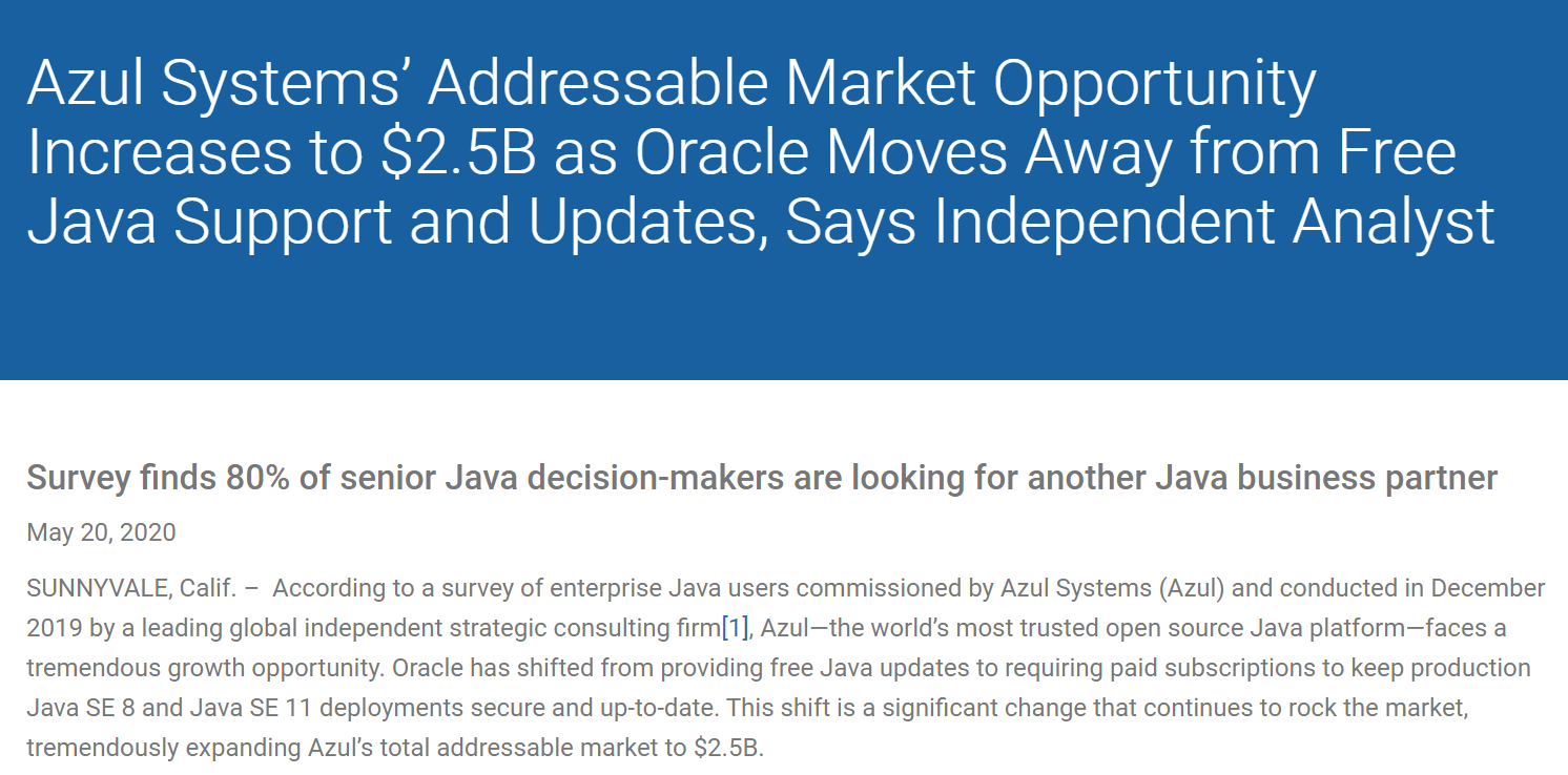 80％ 的 Oracle JDK 用户正在考虑其他支持选项