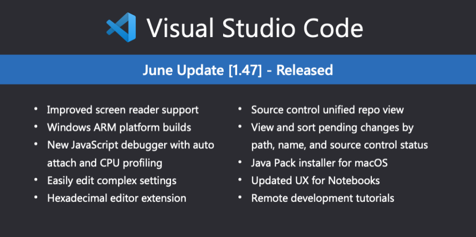 Visual Studio Code 1.47 发布