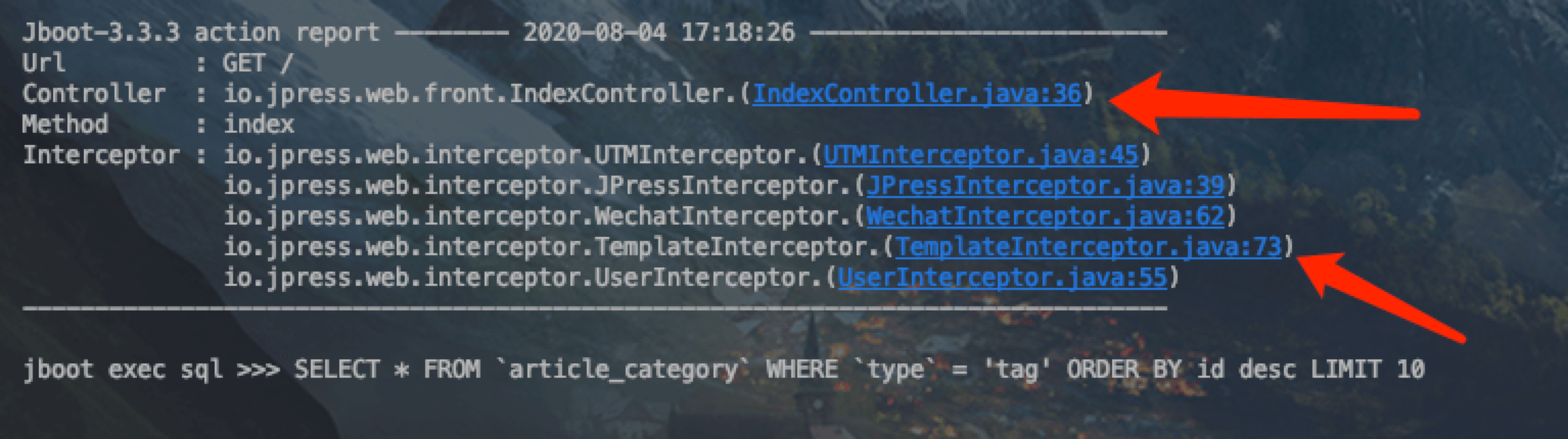 Jboot v3.3.4 发布，Controller 请求日志可以显示行号了