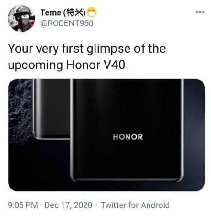 新荣耀首款作品！荣耀V40渲染图曝光：大曲率曲面屏设计