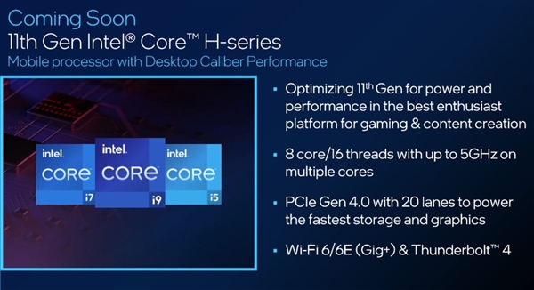 Intel发布11代酷睿H系列处理器：全新35瓦5GHz问世、游戏本更轻薄