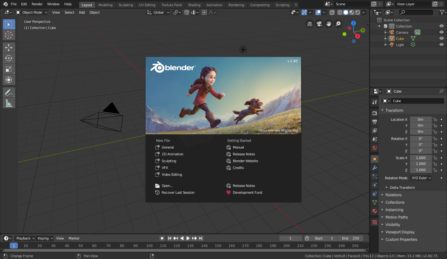 Blender 2.80 稳定版发布：重新设计的 UI、全新的 Workspace、所见即所需和暗黑模式等