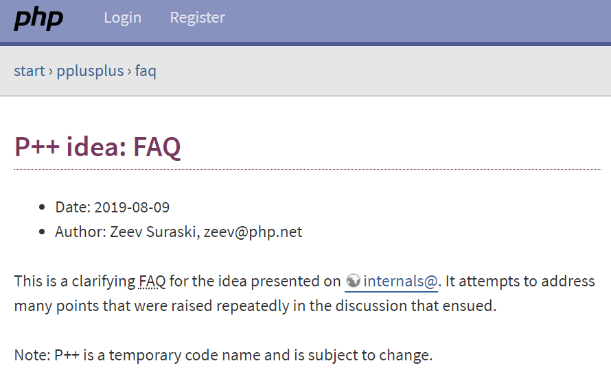 Zend 创始人提议创建 PHP 方言，暂命名为 P++