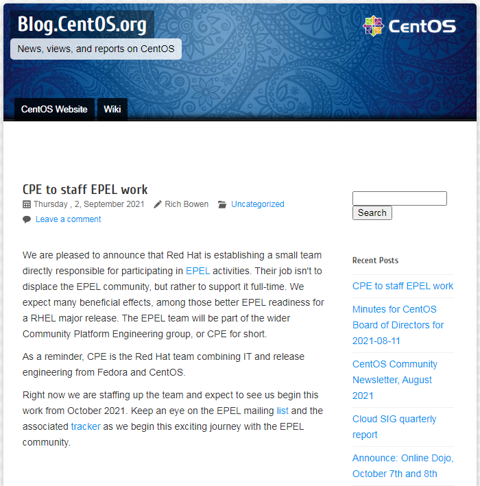 CentOS预告红帽将为EPEL提供全力支持