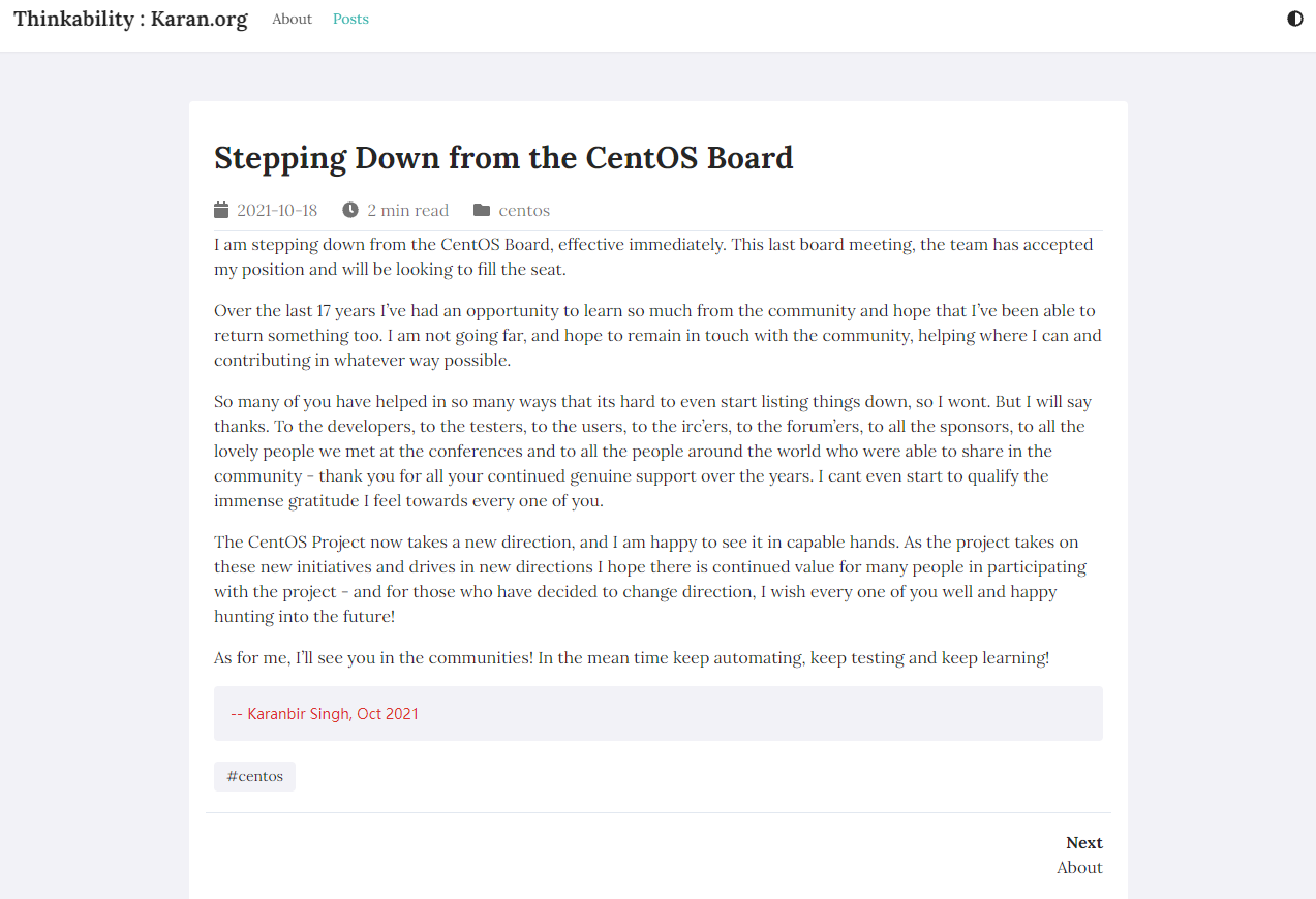 CentOS 项目主席 Karanbir Singh 宣布卸任