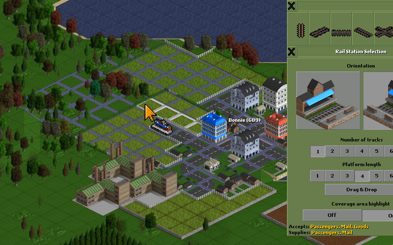 在 OpenTTD 游戏中玩模型火车