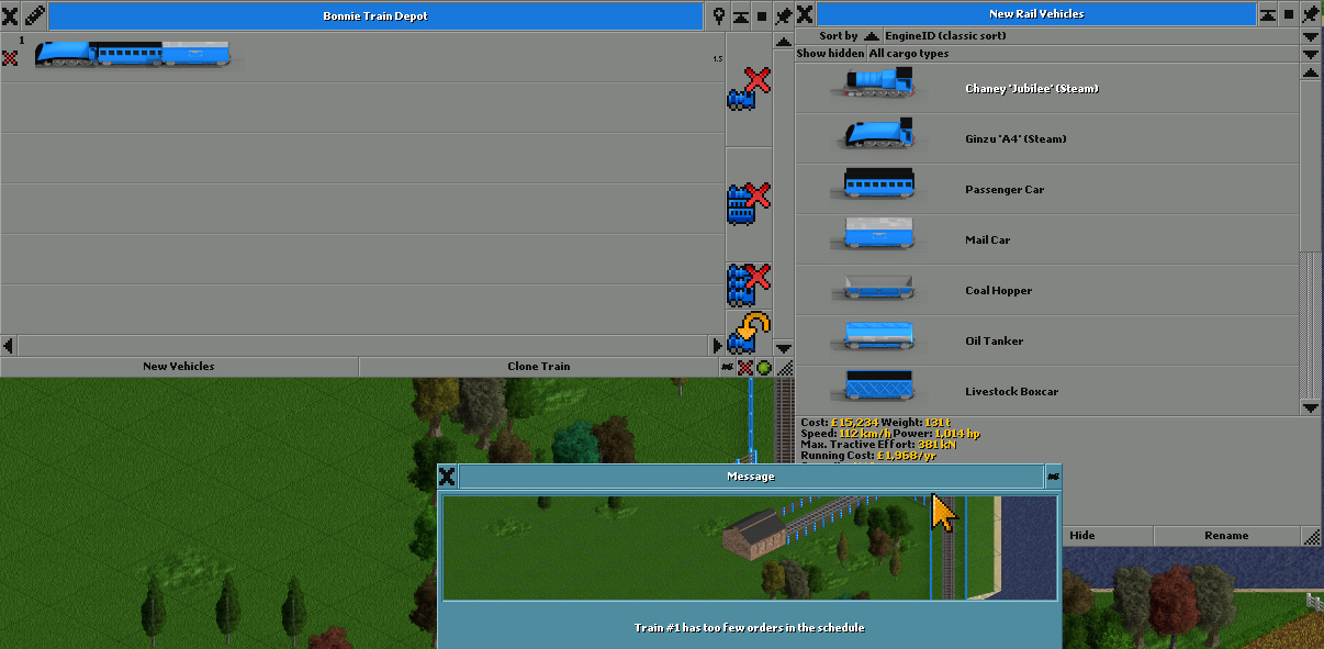 在 OpenTTD 游戏中玩模型火车
