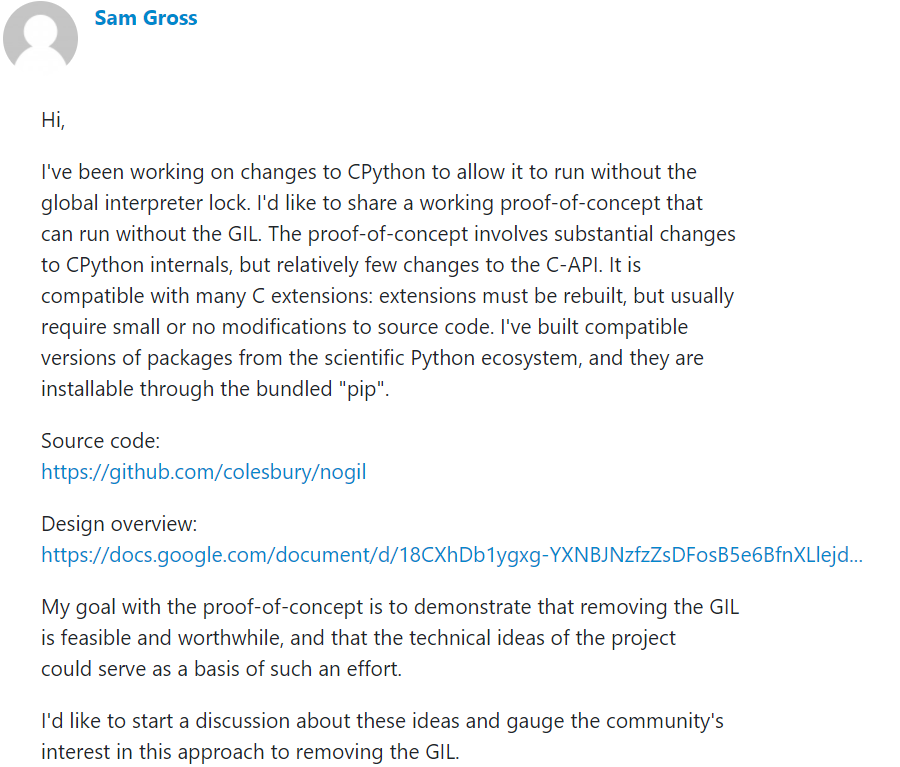 开发者验证移除 CPython GIL 可行，可显著提高多线程性能