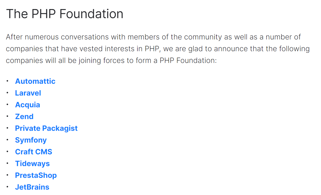 JetBrains 等多家公司宣布成立 PHP 基金会，将助力 PHP 保持繁荣