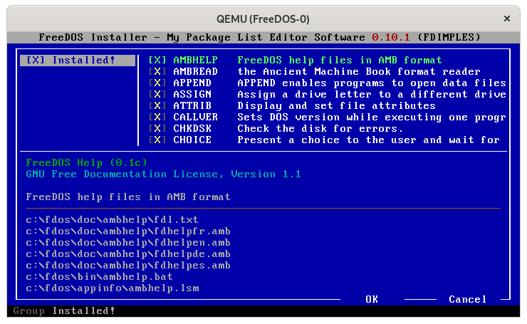 在 FreeDOS 上安装和移除软件包
