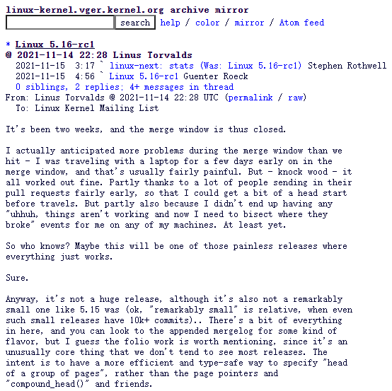 Linux 5.16-rc1发布：带来Intel AMX、FUTEX2、Folios等改进