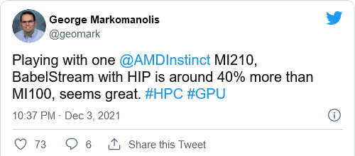 AMD Instinct MI210细节公布：具有104个计算单元和64GB HBM2e显存