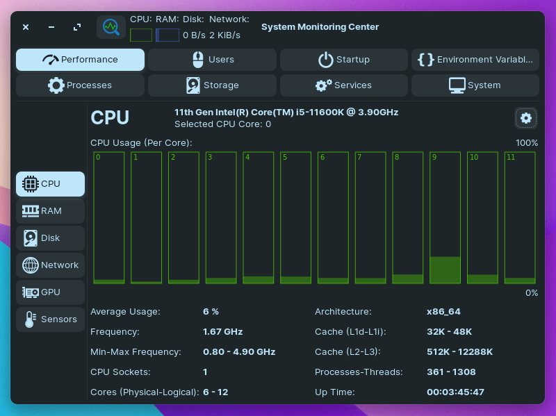 系统监控中心：一个理想的 Linux 任务管理器和资源监视器