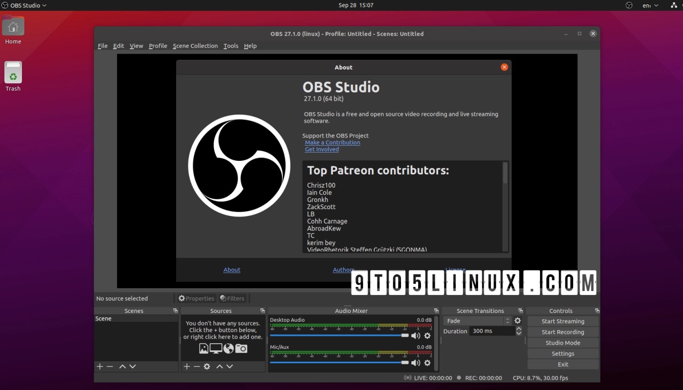 OBS Studio 27.2 正式发布，支持 Flatpak，更强大的 PipeWire 捕获