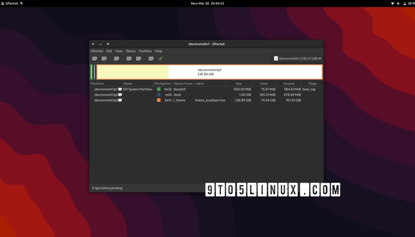 GParted 1.4 发布,为已挂载的 Btrfs、EXT4 和 XFS 文件系统提供标签支持