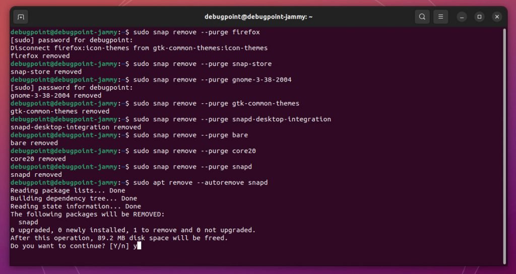 怎样在 Ubuntu Linux 中移除 Snap 软件包