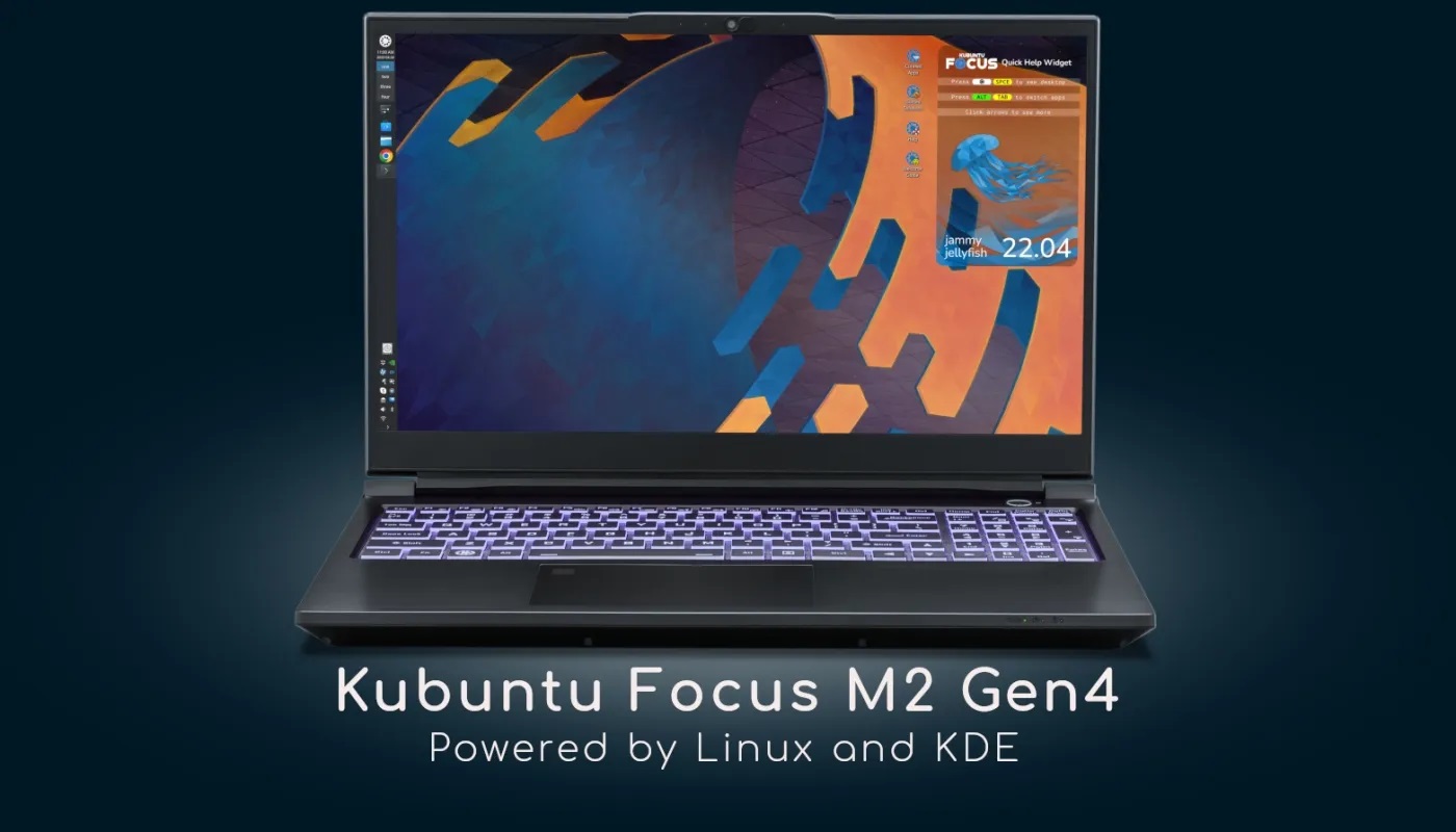 Kubuntu Focus M2 Gen4 Linux 笔记本电脑开始发货，配备 Alder Lake CPU、QHD 显示屏