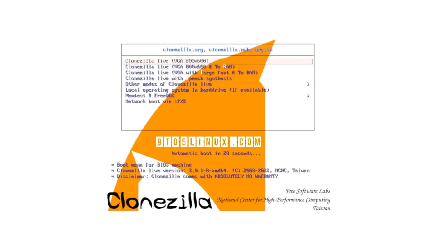 基于 Debian 的 Clonezilla Live 3.0.1 磁盘映像/克隆工具随 Linux 5.18 一起发布