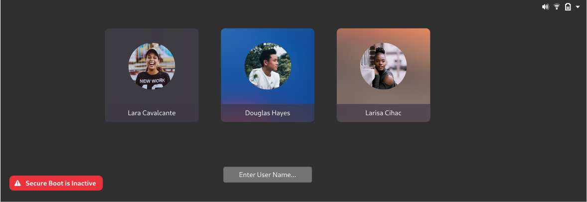 如果禁用了安全启动,GNOME 就会发出警告