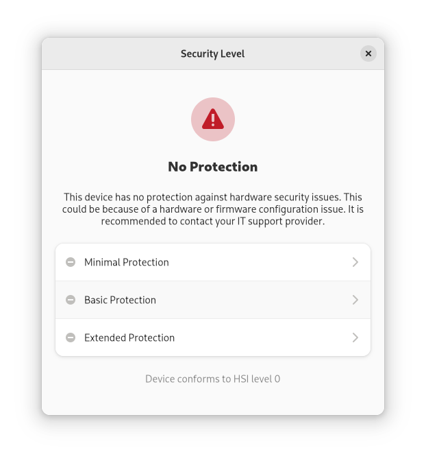 如果禁用了安全启动，GNOME 就会发出警告