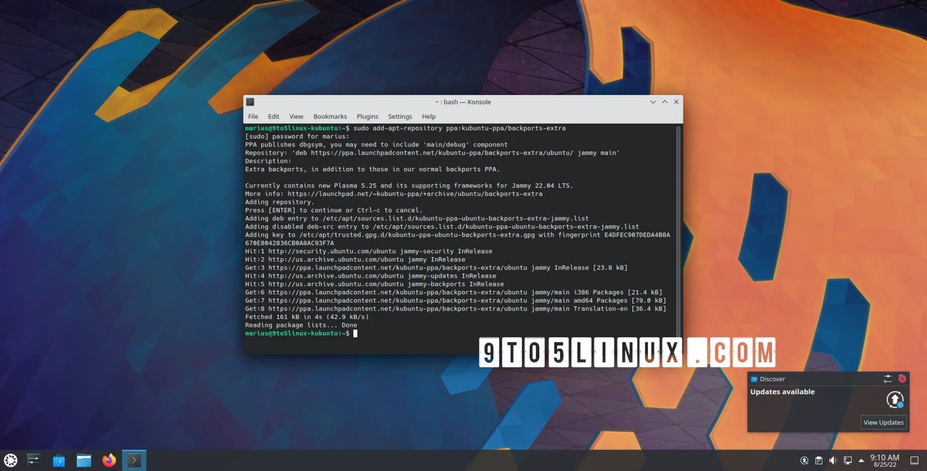 您现在可以在 Kubuntu 22.04 LTS 上安装 KDE Plasma 5.25，方法如下