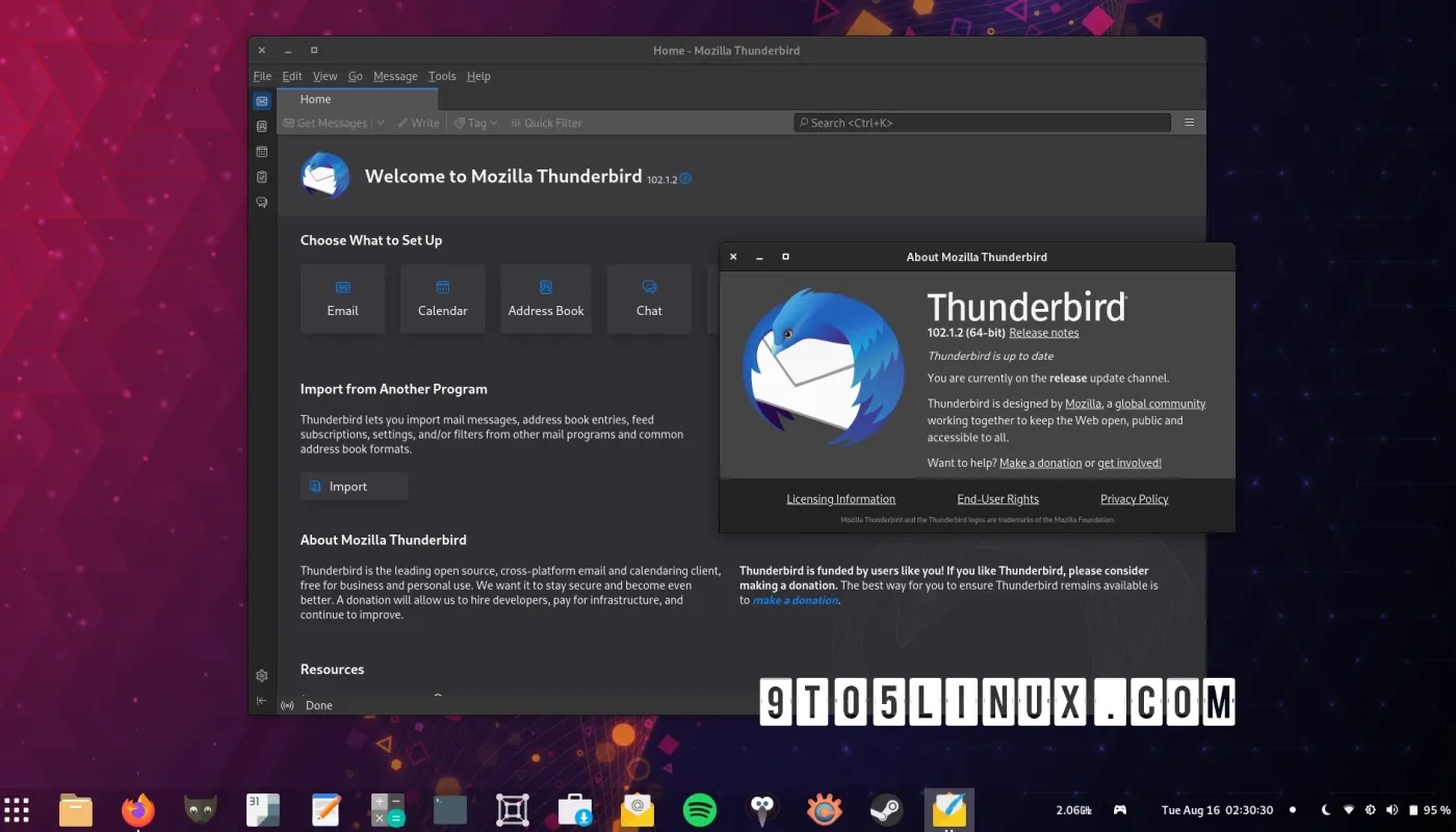 Mozilla Thunderbird 91 用户现在终于可以升级到 Thunderbird 102