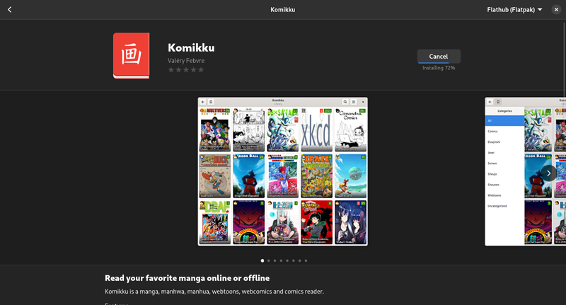 Komikku: 一个自由开源的 Linux 日漫阅读器