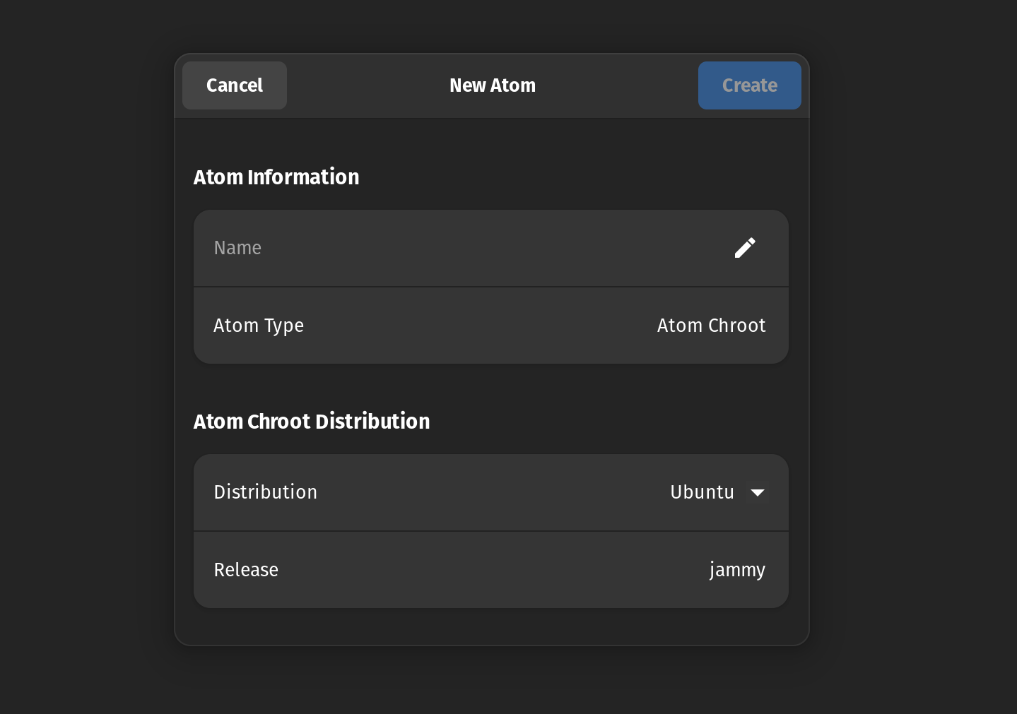 Atoms 是一个可以让你轻松管理 Linux Chroot 环境的 GUI 工具