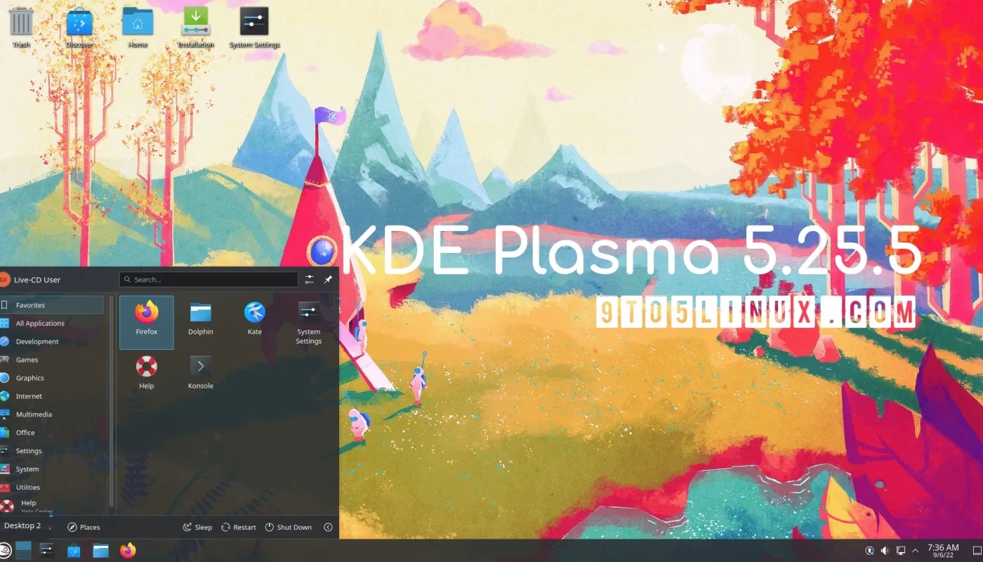 KDE Plasma 5.25.5 作为该系列的最后一次更新发布，改进了多显示器支持