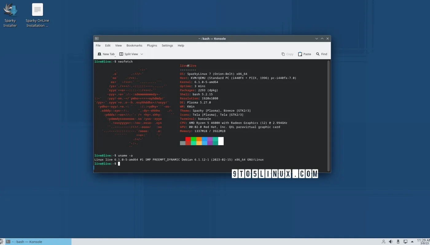 Sparky Linux 2023.03 Rolling带来了Linux内核6.1和KDE Plasma 5.27 LTS
