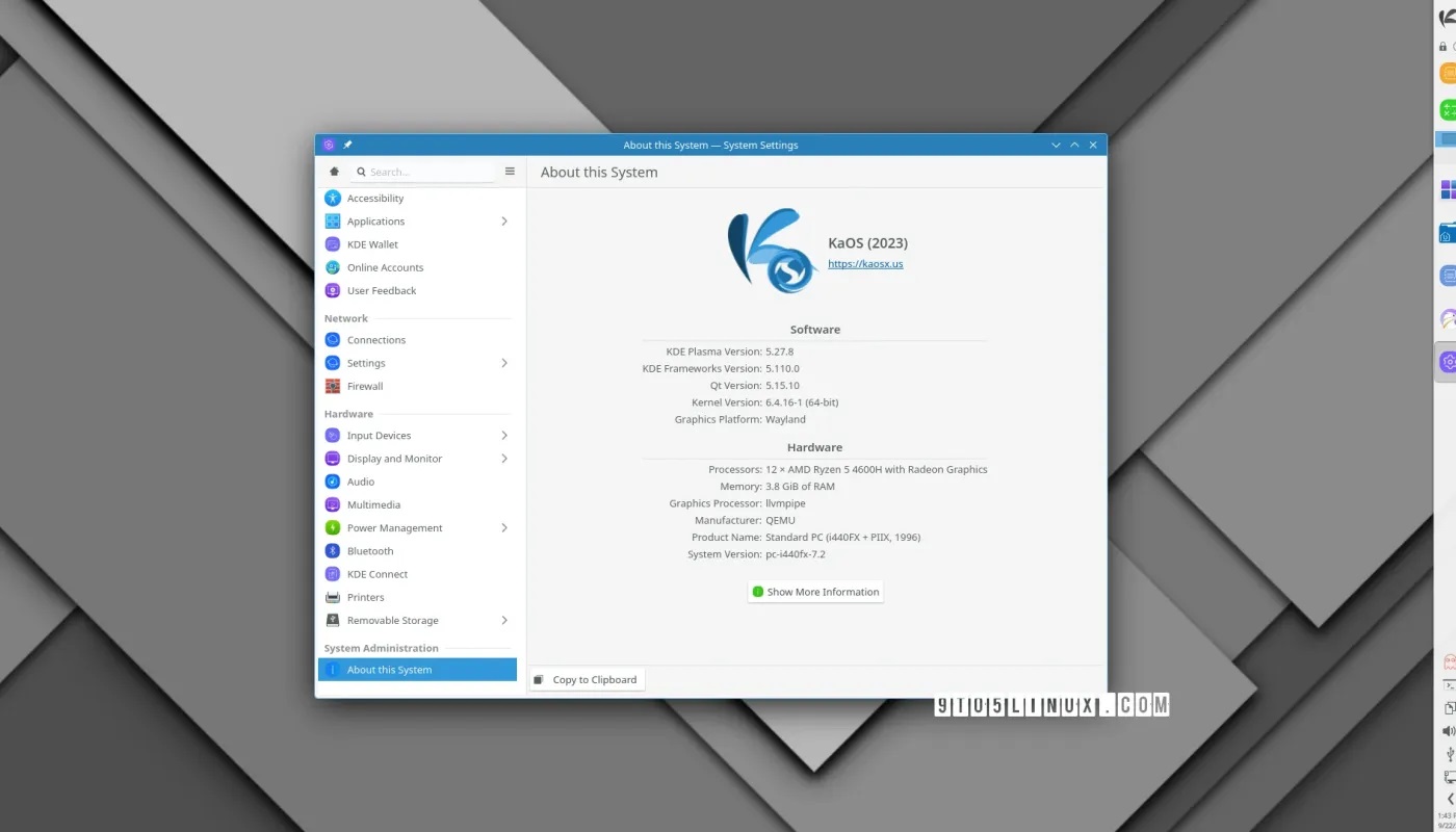 KaOS Linux 2023.09 新增 KDE Gear 23.08，重点转向 KDE Plasma 6 ISO