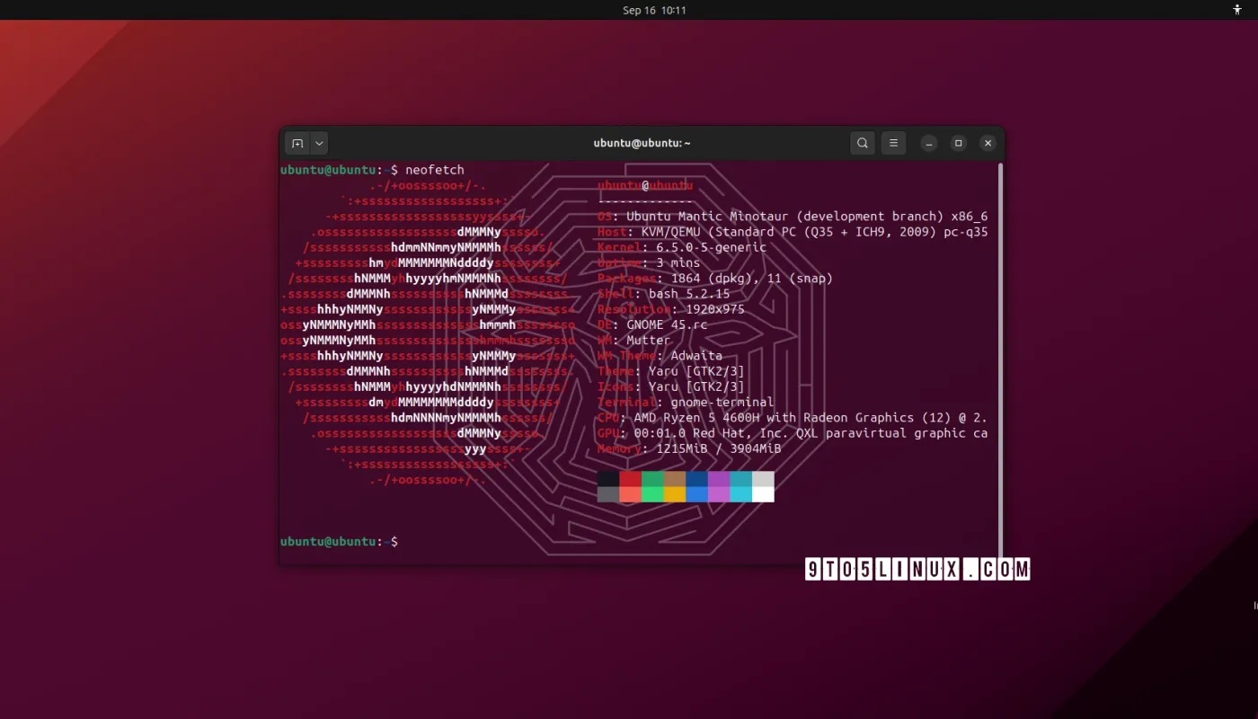 Ubuntu 23.10（Mantic Minotaur）现由 Linux 内核 6.5 支持