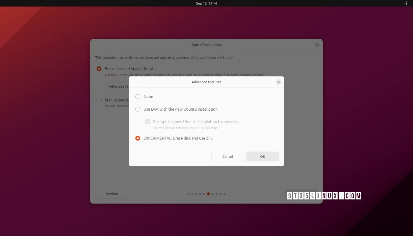 看起来 Ubuntu 23.10 将恢复根目录下的 ZFS 安装选项