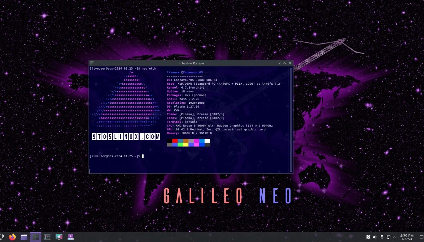 EndeavourOS Galileo Neo发布，采用Linux内核6.7和改进的安装程序